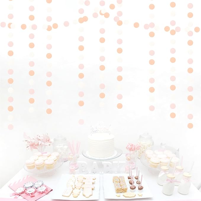 Peach-Pink White Party-Decorations Paper Garland - 52ft Princess
