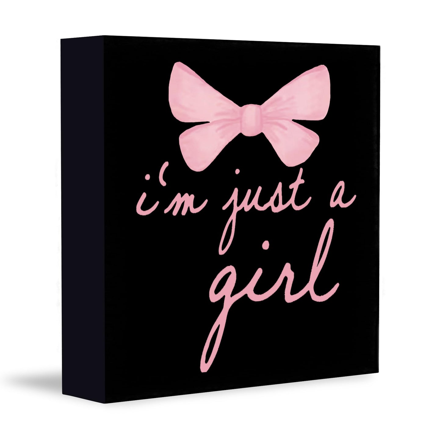 CUANFDDSF Trendy Black Pink Bow Coquette Room Decor Wooden Box Sign,