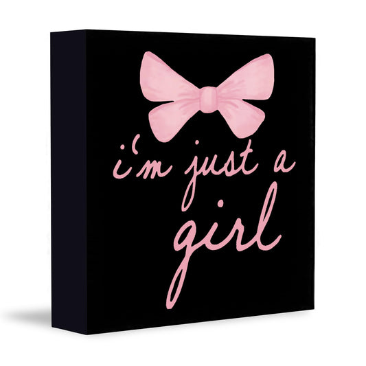 CUANFDDSF Trendy Black Pink Bow Coquette Room Decor Wooden Box Sign,