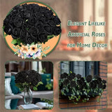 30 PCS Fake Black Roses Artificial Flowers Bulk Halloween