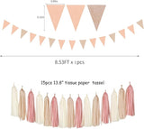 Pink Champagne Peach Rose Gold Boho Party Decorations 23pcs Women