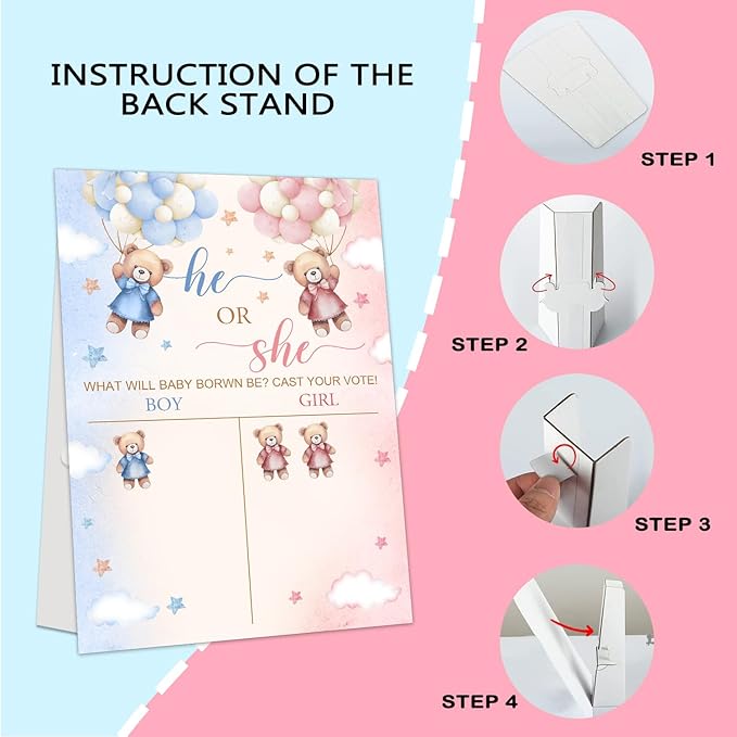 LNOKRIM Gender Reveal Party Games, Teddy Theme Baby Gender Reveal