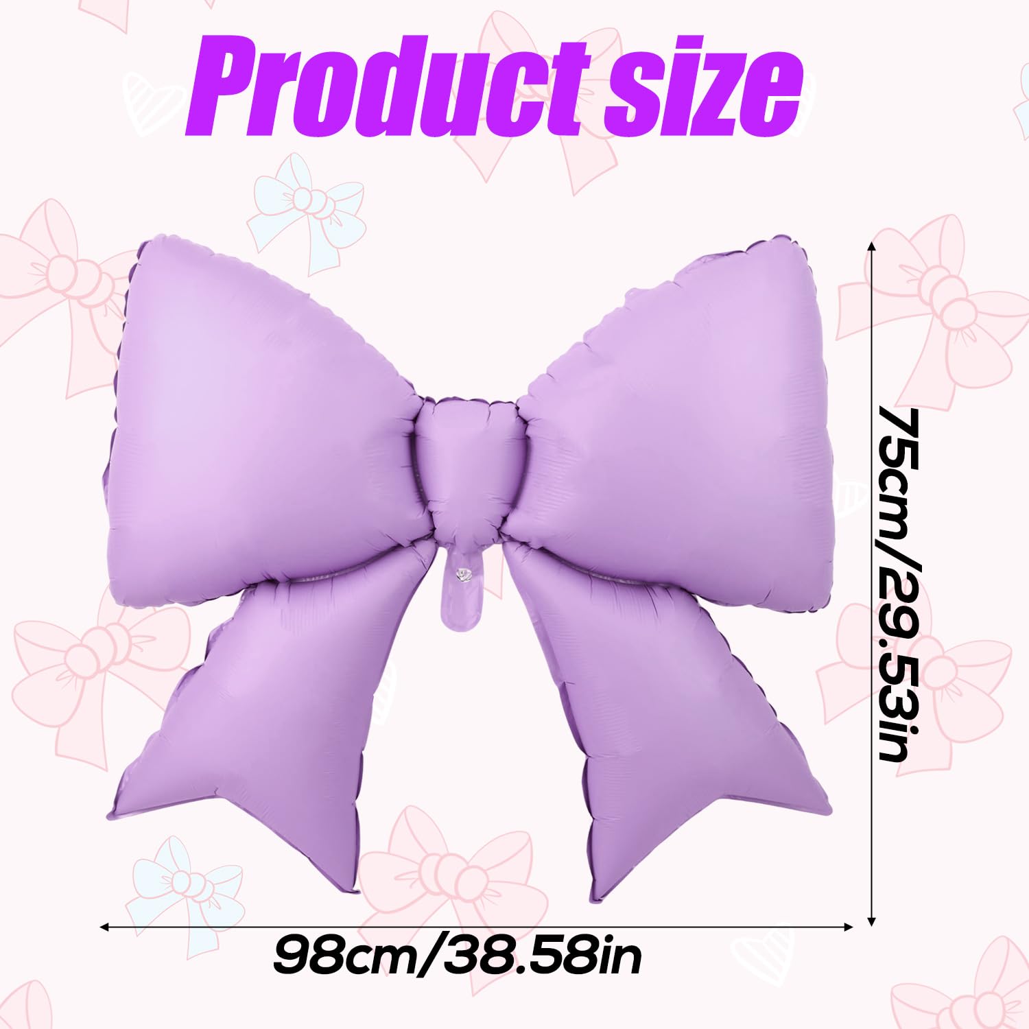 2pcs Large Bow Balloons, Bow Themed Party Decorations Elegant Coq Purp