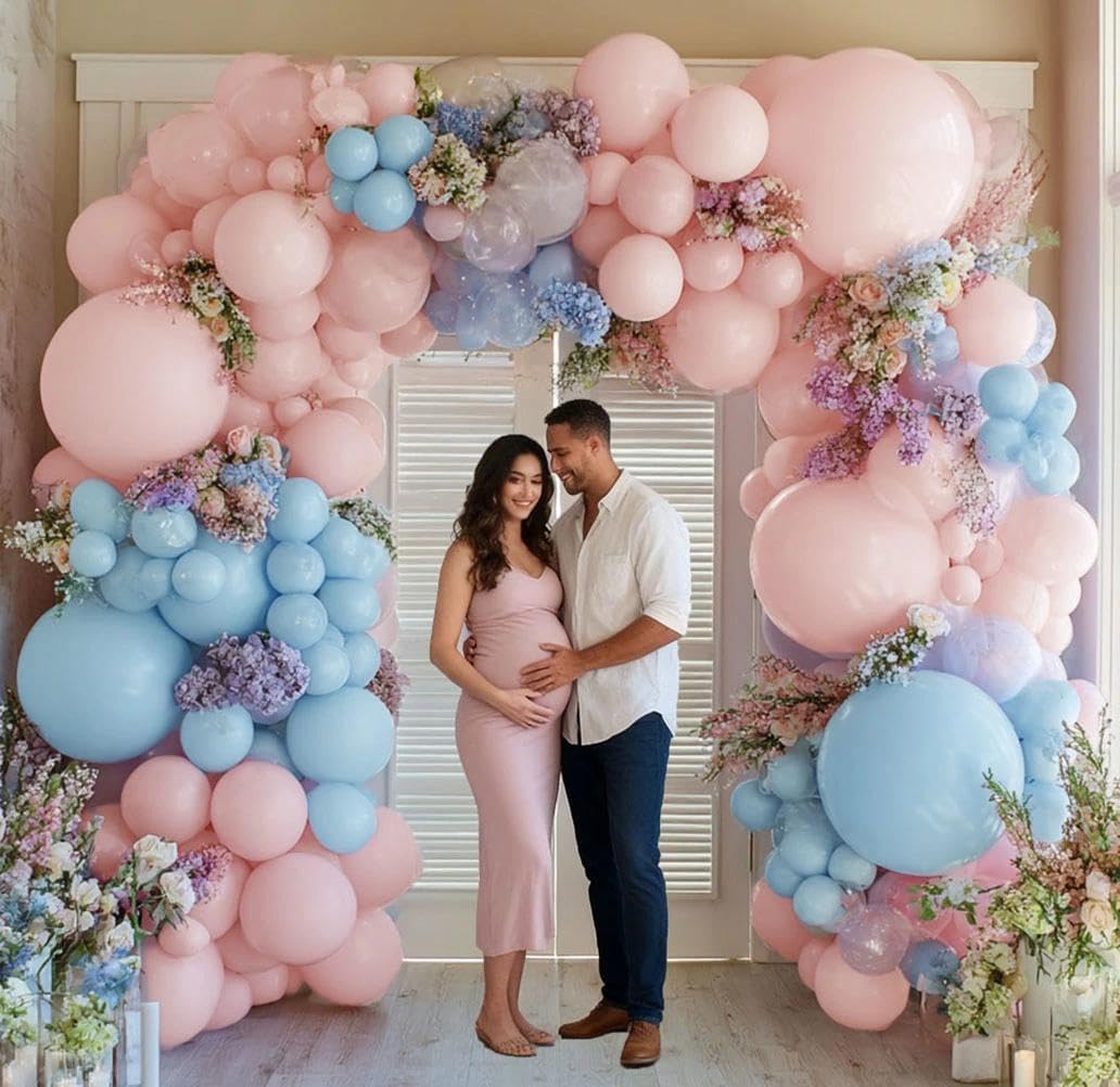Pastel Pink Balloon Garland Double Stuffed Baby Pink Balloons Arch