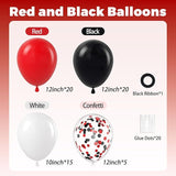 60pcs Red and Black Balloons 12inch, Red Black and White Balloons