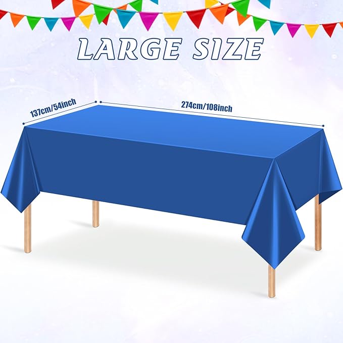 3Pcs Navy Blue Tablecloths,Disposable Plastic Tablecloth,Waterproof