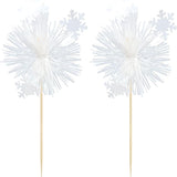 Gyufise 20Pcs Foil Firework Cupcake Toppers Sparkle Tinsel Cake