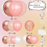 147PCS Rose Gold Balloon Garland Arch Kit Pearl Rose Gold Metallic