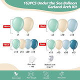 163Pcs Under The Sea Balloon Garland Arch Kit Ocean Theme Party