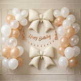 Cream Bow Foil Balloons 38 Inch, Large Beige White Bow Shaped Mylar