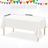 3Pcs 54 x 108 Inch White Rectangle Tablecloth,Disposable Plastic
