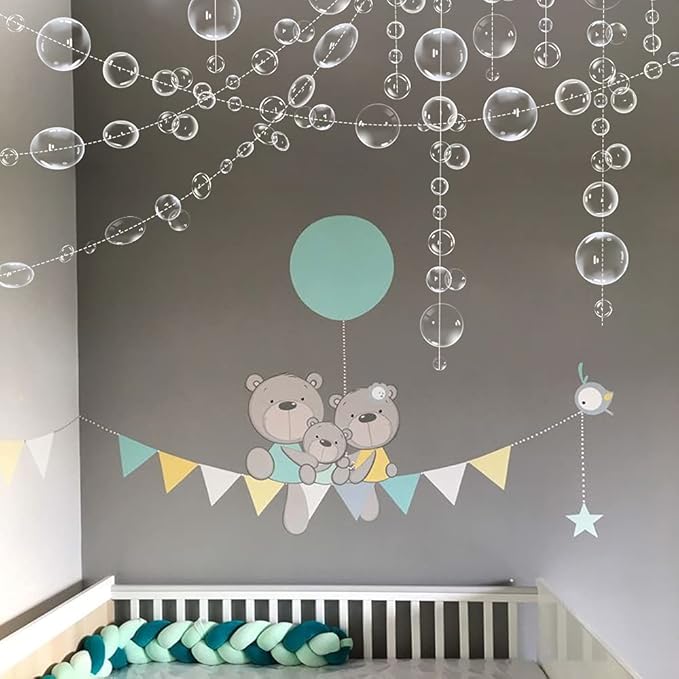 Transparent Bubble Garlands Mermaid Party Decoration Colored Blue Flat
