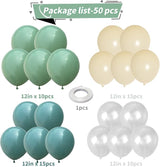 Sage Green and White Balloons, 12 Inch Dusty Olive Green Blue Ivory