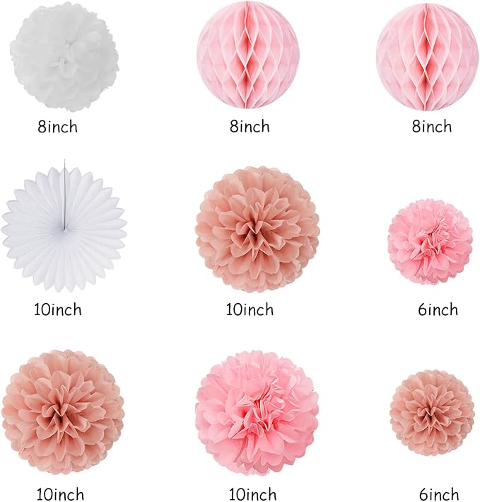 Light Pink Rose Gold Birthday Garland Party Decorations 14pcs Happy