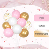 60pcs Pink and Gold Balloons 12inch, Pink and White Balloon with