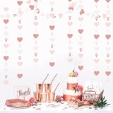 Rose-Gold Pink White Heart-Ring Garland - 52Ft Engagement