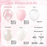 Pink Bow Balloon Arch Kit with Clear Light Pearl Pink and White