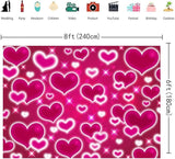 Hot Pink Heart Backdrop 8x6FT Valentines Decorations Early 2000s