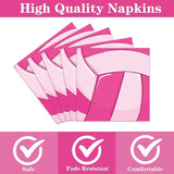 Rakuto Pink Volleyball Party Tableware Decorations for Girls, 96PCS