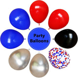 Red Blue and Black Balloons, 67pcs 12 Inch Red Blue Confetti Silver