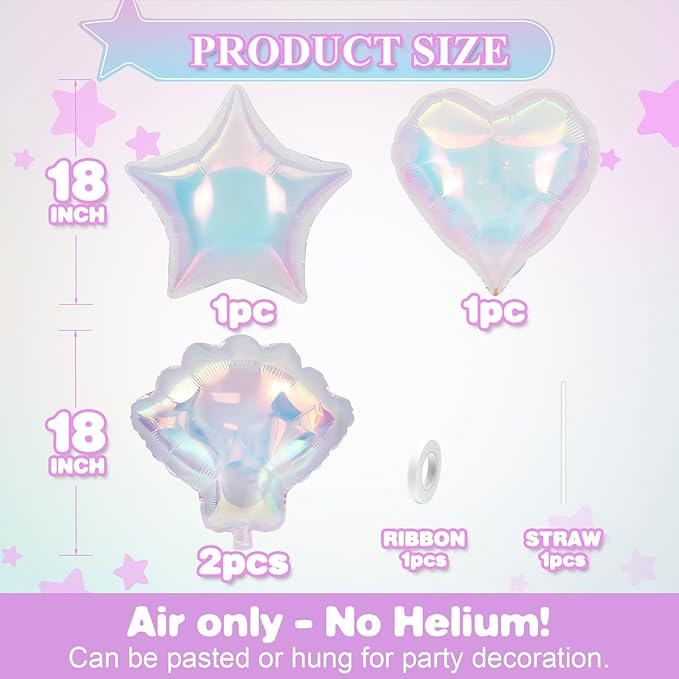 Mermaid Birthday Decorations for Girls Women Iridescent Birthday