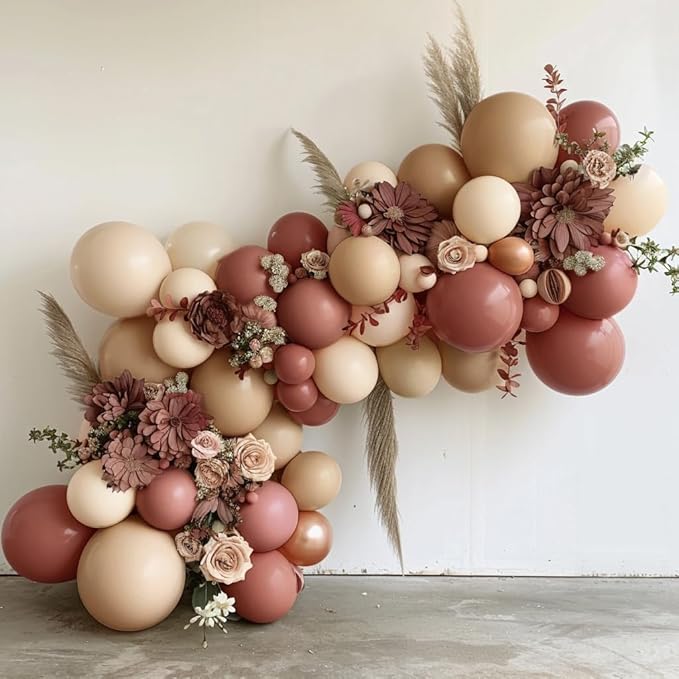 Boho Balloons Pink Nude Balloon Garland Double Stuffed Matte Cream