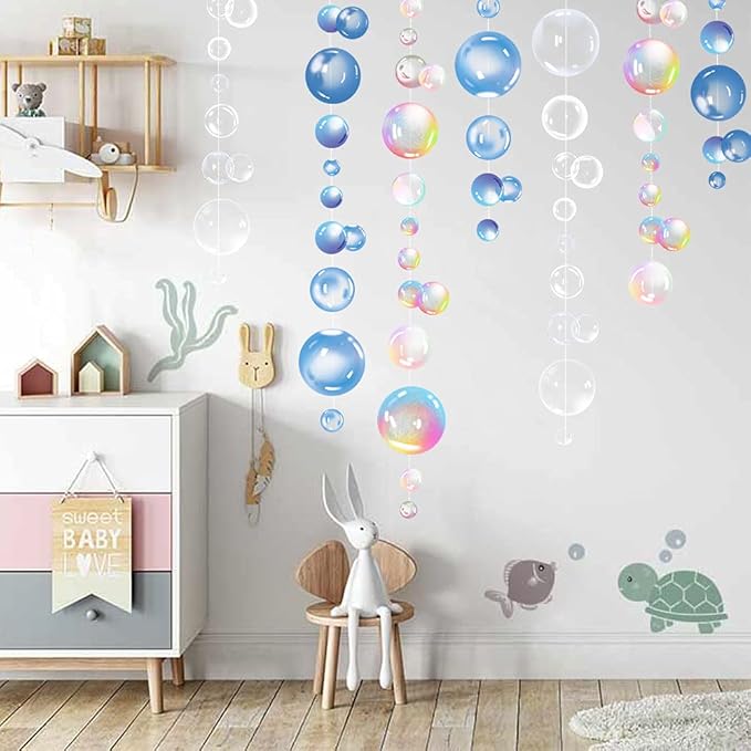 Transparent Bubble Garlands Mermaid Party Decoration Colored Blue