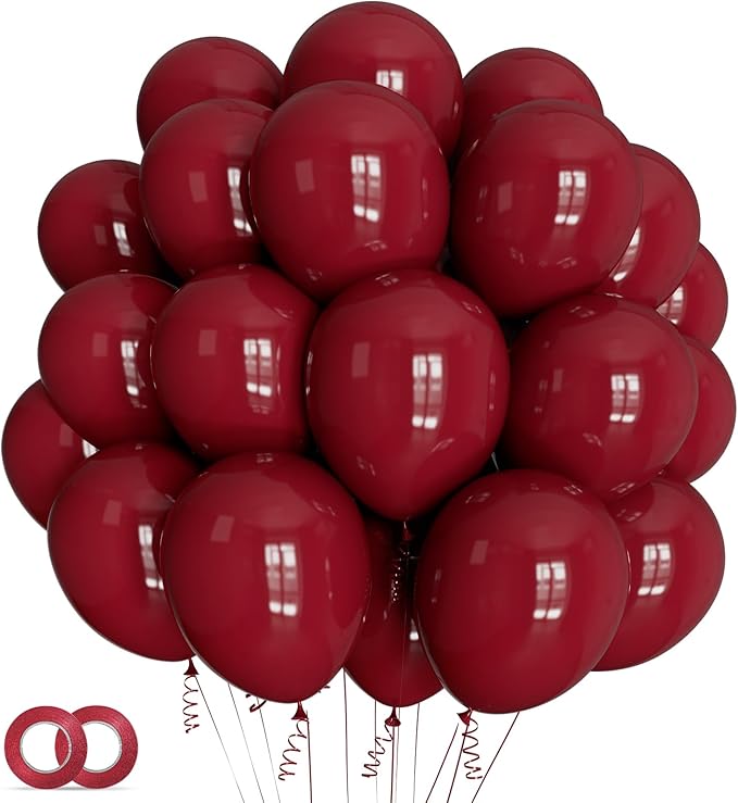 100pcs Burgundy Balloons 12inch Dark Red Maroon Party Latex Balloons