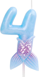 Mermaid Birthday Candle 4,Number 4 Mermaid Candle for Birthday Cake