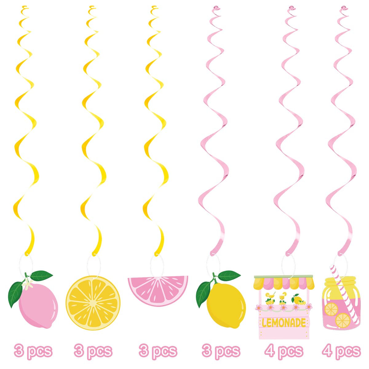 20Pcs Lemon Hanging Swirl Decorations, Citrus Lemonade Party Hanging