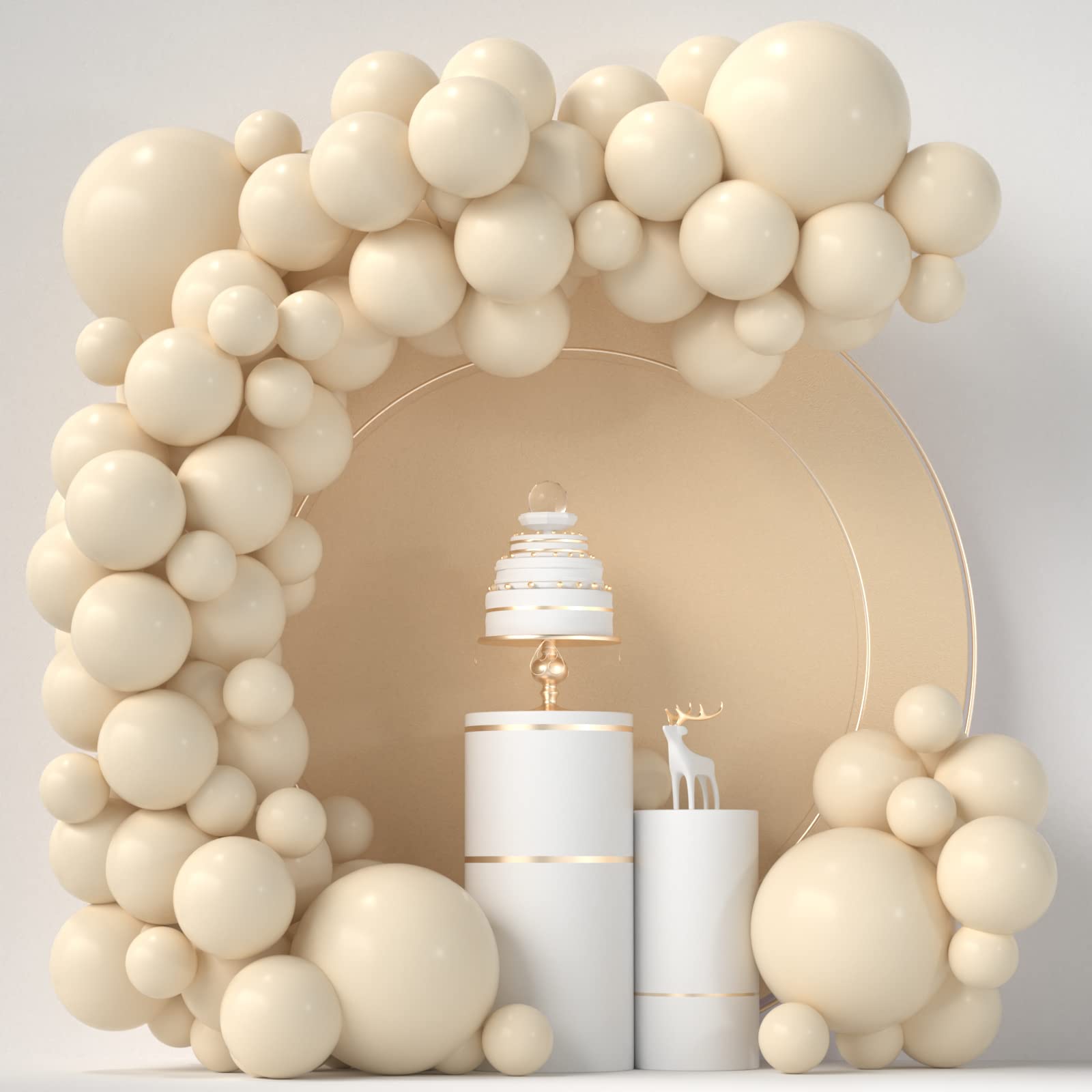 Ivory White Cream Nude Balloons - 84 Pcs Arch Kit (5 inch, 12 inch, 18
