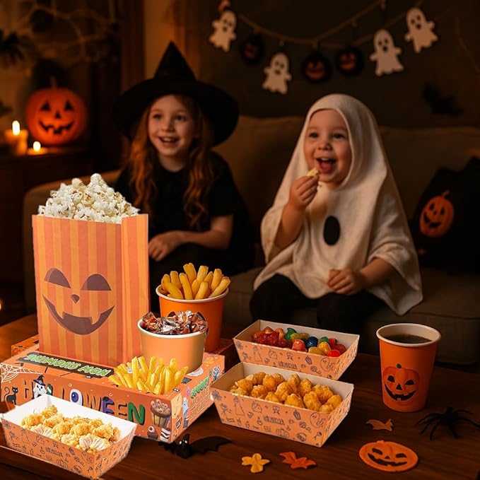 48 PCS Halloween Movie Night Party Supplies 24 Snack Boxes 12 Food