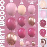 PartyWoo Dusty Pink Balloon Arch Kit Garland 100 pcs Shades of Pink