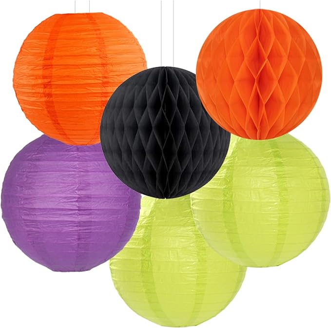 Black Orange Purple Green Halloween Party Decorations 14pc Kit Paper