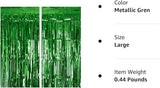 2 Pack Green Tinsel Curtain Party Backdrop, 3.2Ft x 8.2Ft Metallic