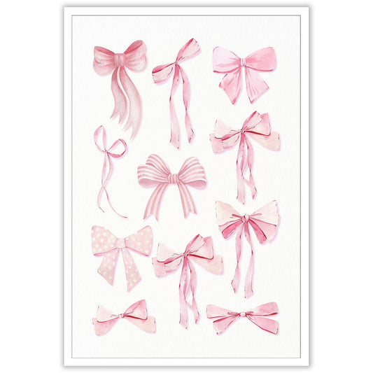 Pnsoien Trendy Pink Bow Ties Posters Preppy Chinoiserie Coquette Room