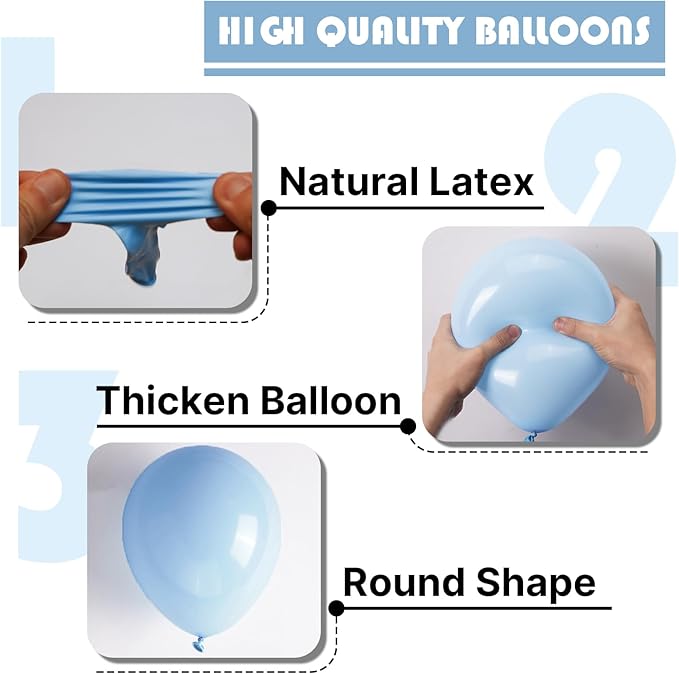 PartyWoo Pearl Light Blue Balloons 100 pcs 5 Inch Baby Pastel Blue