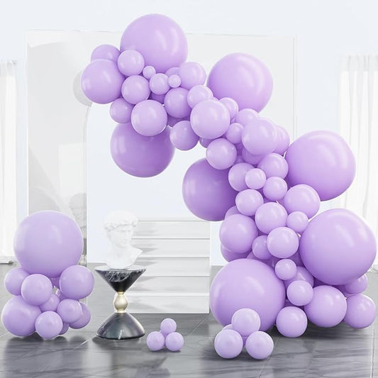 PartyWoo Lavender Balloons 100pcs Different Sizes Pack of 18 12 10 5