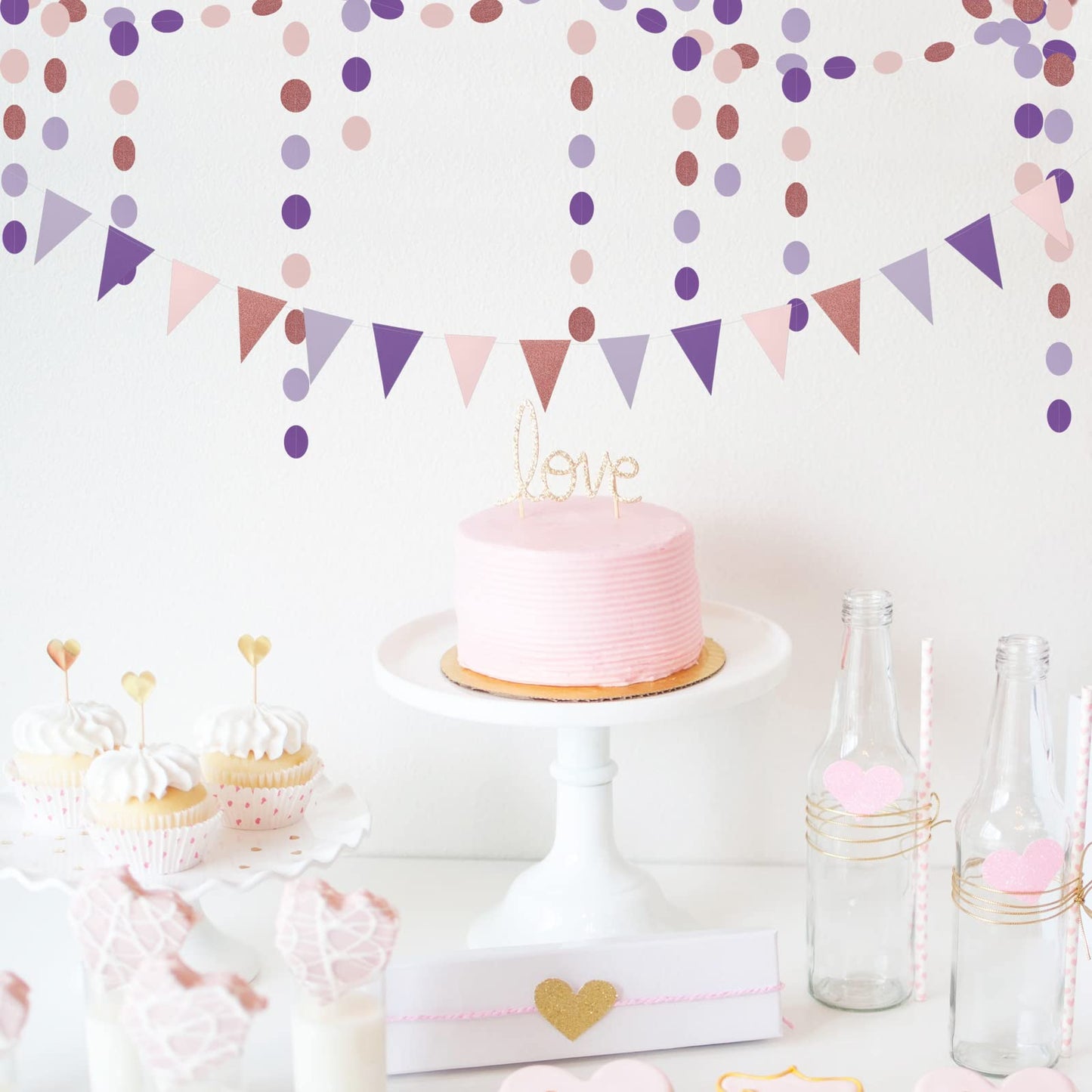 Rose-Gold Pink Purple Party Decorations - 30pcs Tissue Pom Poms