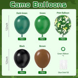 60pcs 12inch Camo Balloons, Green and Brown balloons with Dark Green