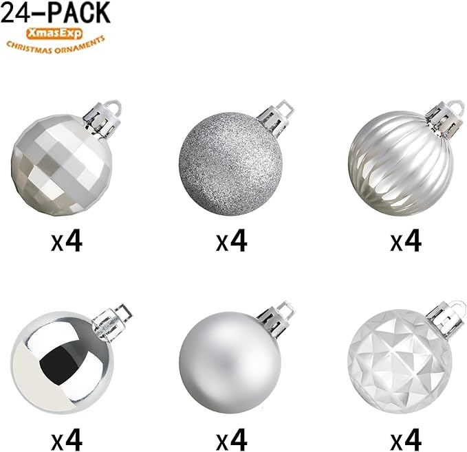 XmasExp 24ct Christmas Ball Ornaments Shatterproof Christmas #4