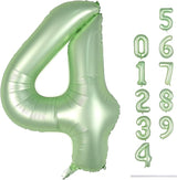 40 Inch Sage Green Foil Balloon Number 4, Large Self Inflating Olive