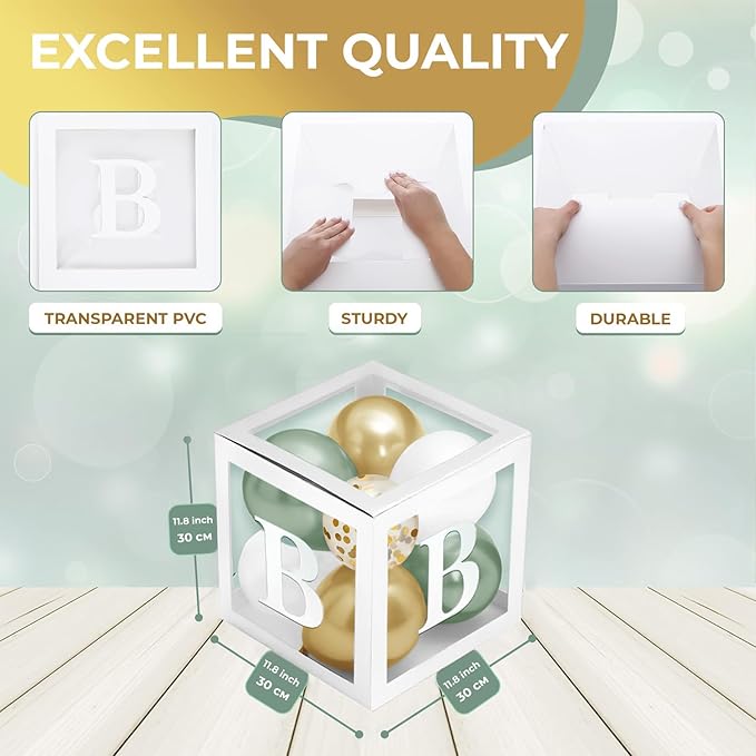 Baby Shower Boxes with Letters White Boxes with Sage Green Gold Gold