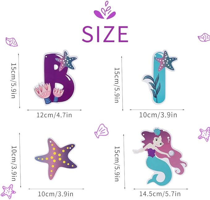 Mermaid Happy Birthday Banner Little Mermaid Theme Birthday
