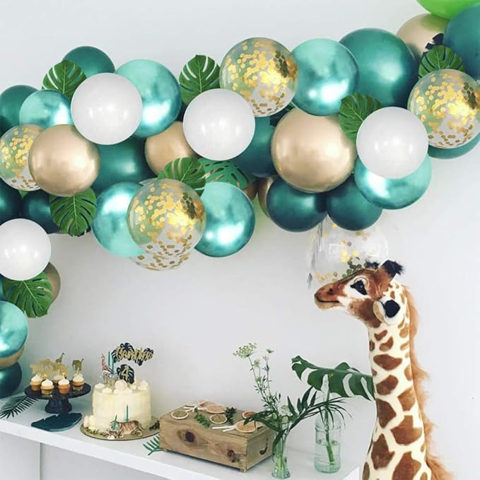 Green and Gold Balloons, 67Pcs 12 inch Metallic Green Gold Confetti