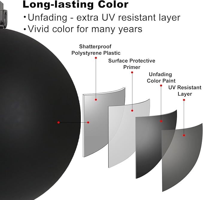 Black Set of XL (4.0") 4PCS Christmas Balls - Christmas Tree