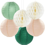Sage Green Pink Beige Boho Party Decorations Streamers 14pcs Rustic