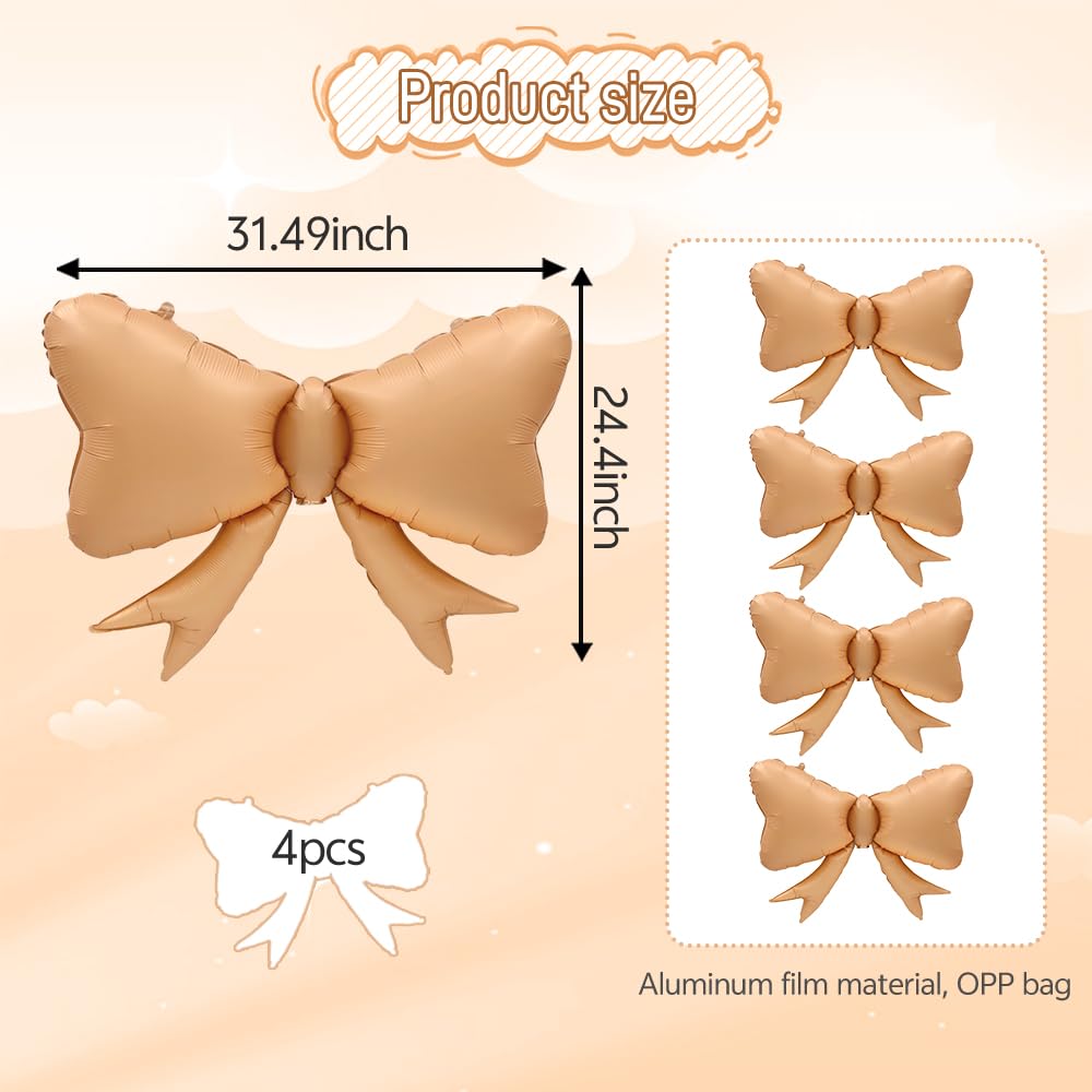 4pcs Jumbo Oversized Ribbon Balloons Coquette Bow Balloons Bow Pa Maca