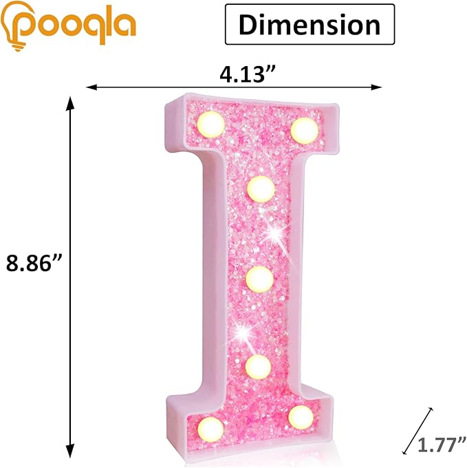 Pooqla LED Marquee Letter Lights, Light Up Pink Letters Glitter #6