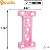 Pooqla LED Marquee Letter Lights, Light Up Pink Letters Glitter #6
